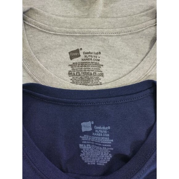 Hanes Comfortsoft Mens Classic Crewneck T-Shirts 2-Pack Gray & Navy XL. - Picture 3 of 7